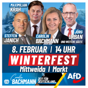 Carolin Bachmann AfD vor Ort , Veranstaltung 8.Februar, Mittweida, Winterfest